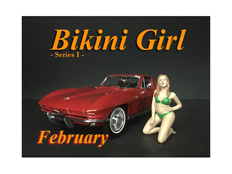 February Bikini Calendar Girl Figurine for 1/24 Scale Models by American Diorama by American Diorama