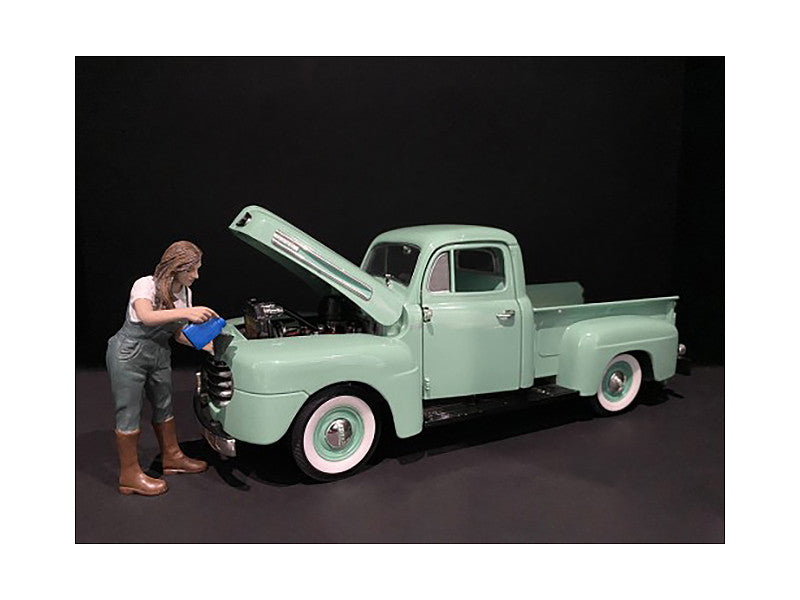 Car Girl in Tee Kylie Figurine for 1/18 Scale Models by American Diorama by American Diorama