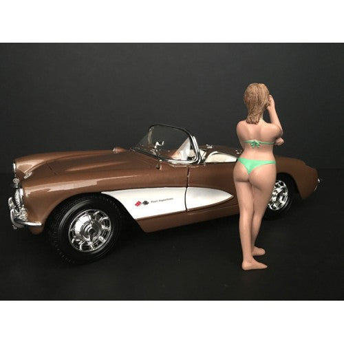 August Bikini Calendar Girl Figurine for 1/24 Scale Models by American Diorama by American Diorama