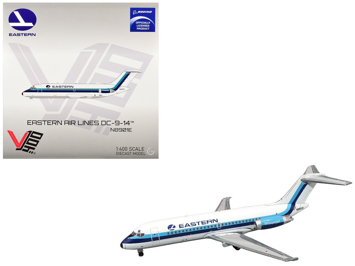 McDonnell Douglas DC-9-14 Commercial Aircraft "Eastern Air Lines" (N8901E) White with Blue Stripes 1/400 Diecast Model by V1:400 by V1:400