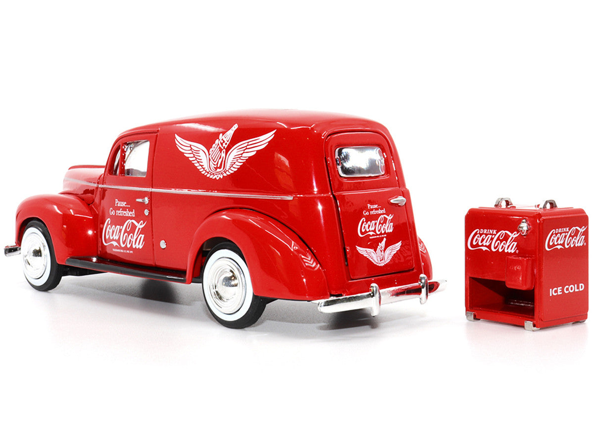 1940 Ford Sedan Cargo Van Red "Pause... Go Refreshed Coca-Cola" with Vending Machine Accessory 1/24 Diecast Model Car by Motor City Classics by Motorcity Classics