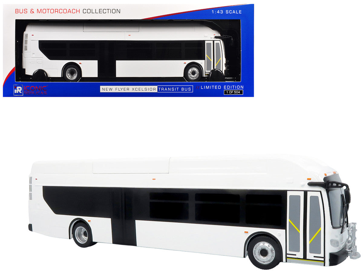 New Flyer Xcelsior Transit Bus Bank White "The Bus & Motorcoach Collection" Limited Edition to 504 Pieces Worldwide 1/43 Model by Iconic Replicas by Iconic Replicas