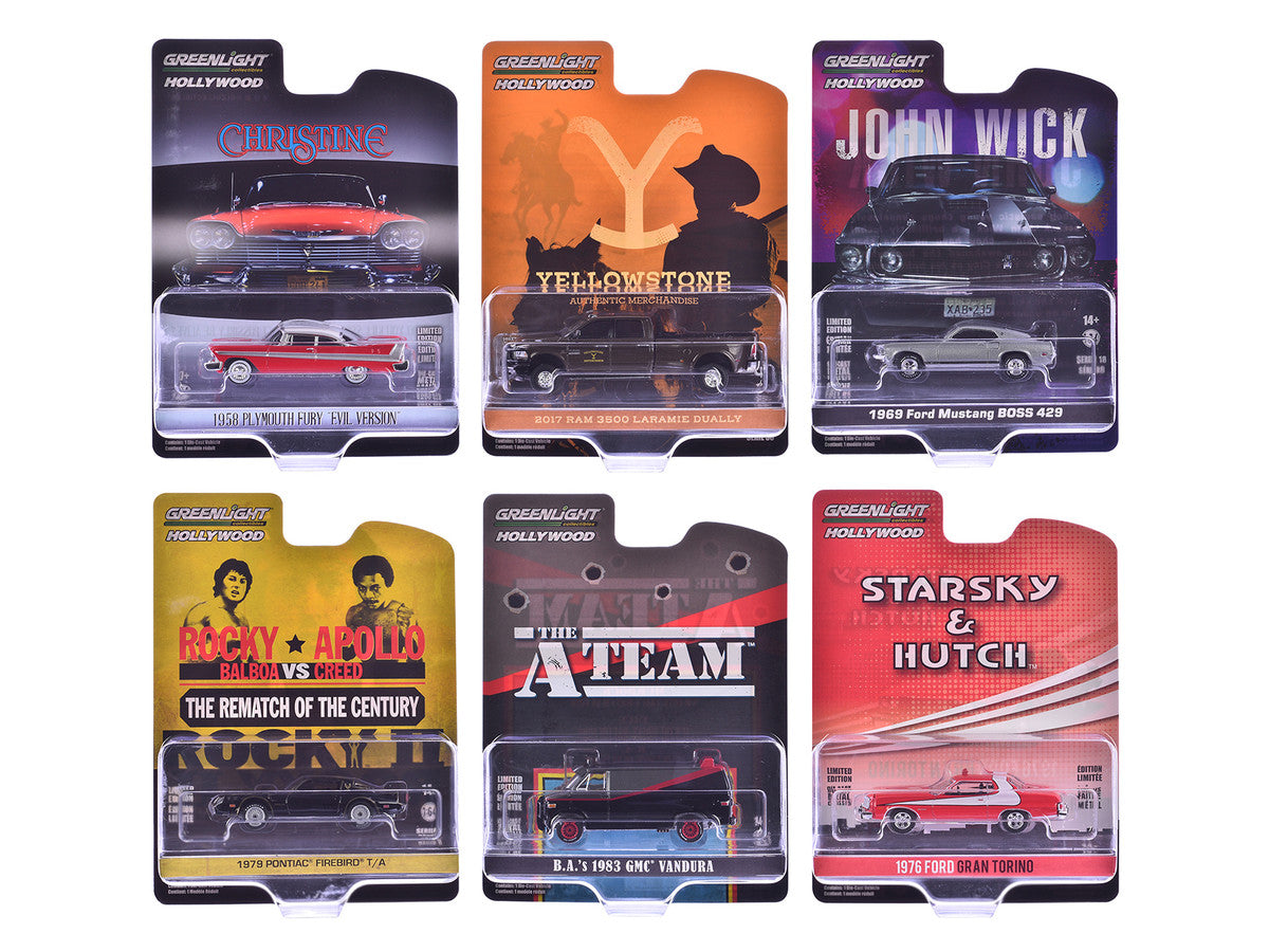 "Hollywood Greatest Hits" (2024) Set of 6 pieces 1/64 Diecast Model Cars by Greenlight by Greenlight