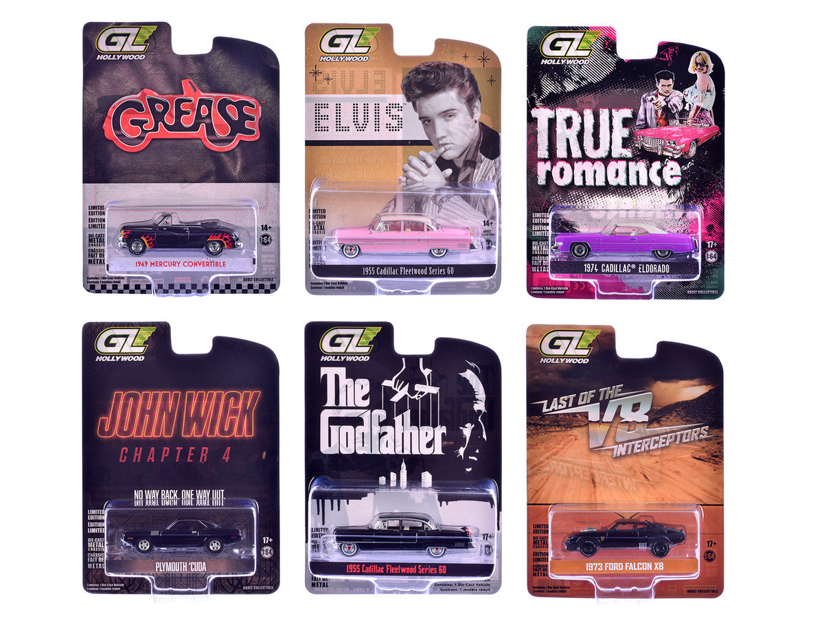"Hollywood Greatest Hits" (2025) Set of 6 pieces 1/64 Diecast Model Cars by Greenlight by Greenlight