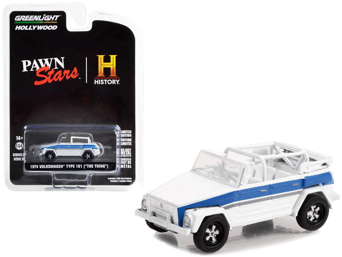 1974 Volkswagen Thing (Type 181) White with Blue Stripes "Pawn Stars" (2009-Current) TV Series "Hollywood Series" Release 37 1/64 Diecast Model Car by Greenlight by Greenlight