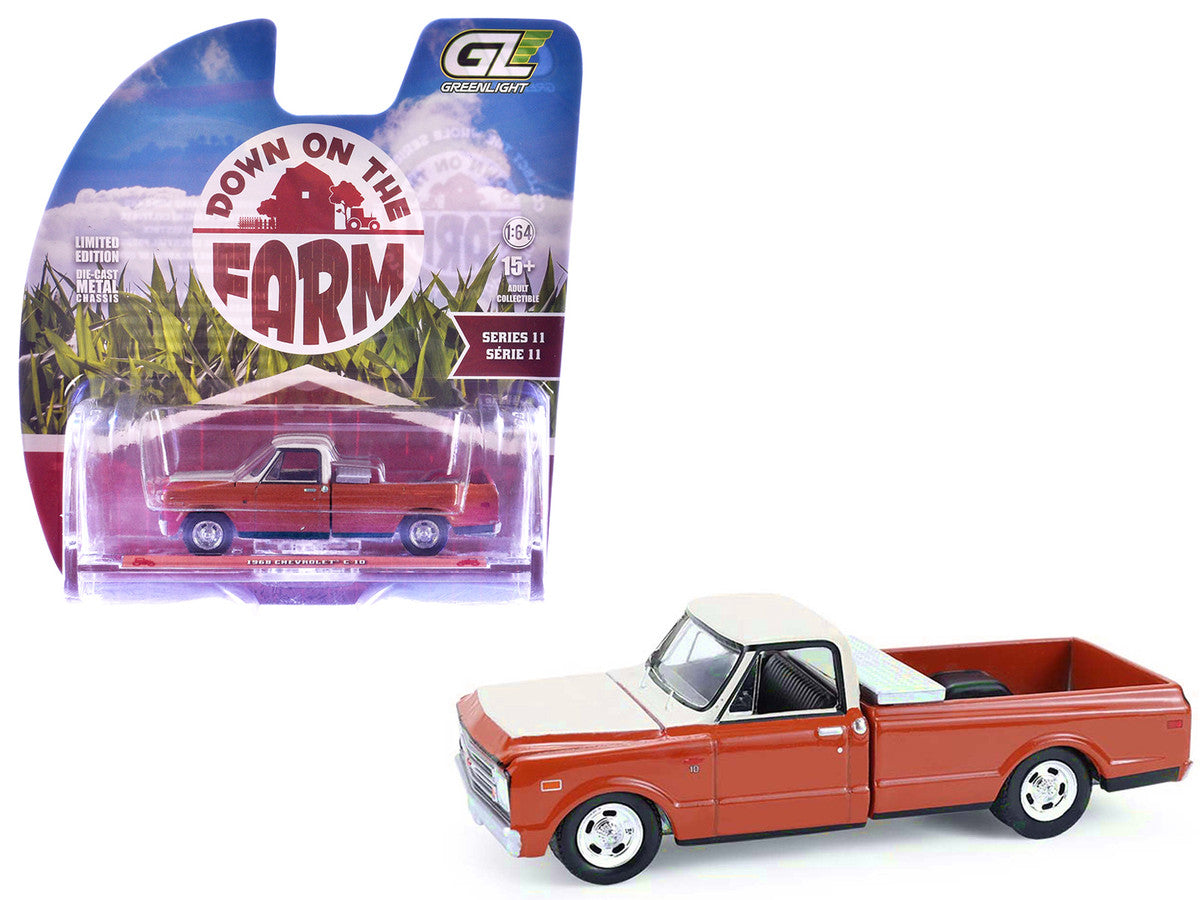1968 Chevrolet C-10 Pickup Truck with Toolbox Orange and Beige "Down on the Farm" Series 11 1/64 Diecast Model by Greenlight by Greenlight