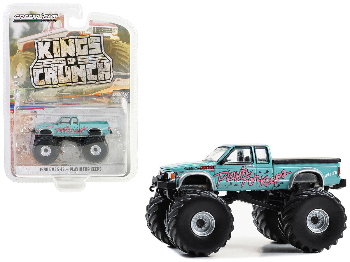 1990 GMC S-15 Monster Truck Light Blue "Playin' for Keeps" "Kings of Crunch" Series 14 1/64 Diecast Model Car by Greenlight by Greenlight