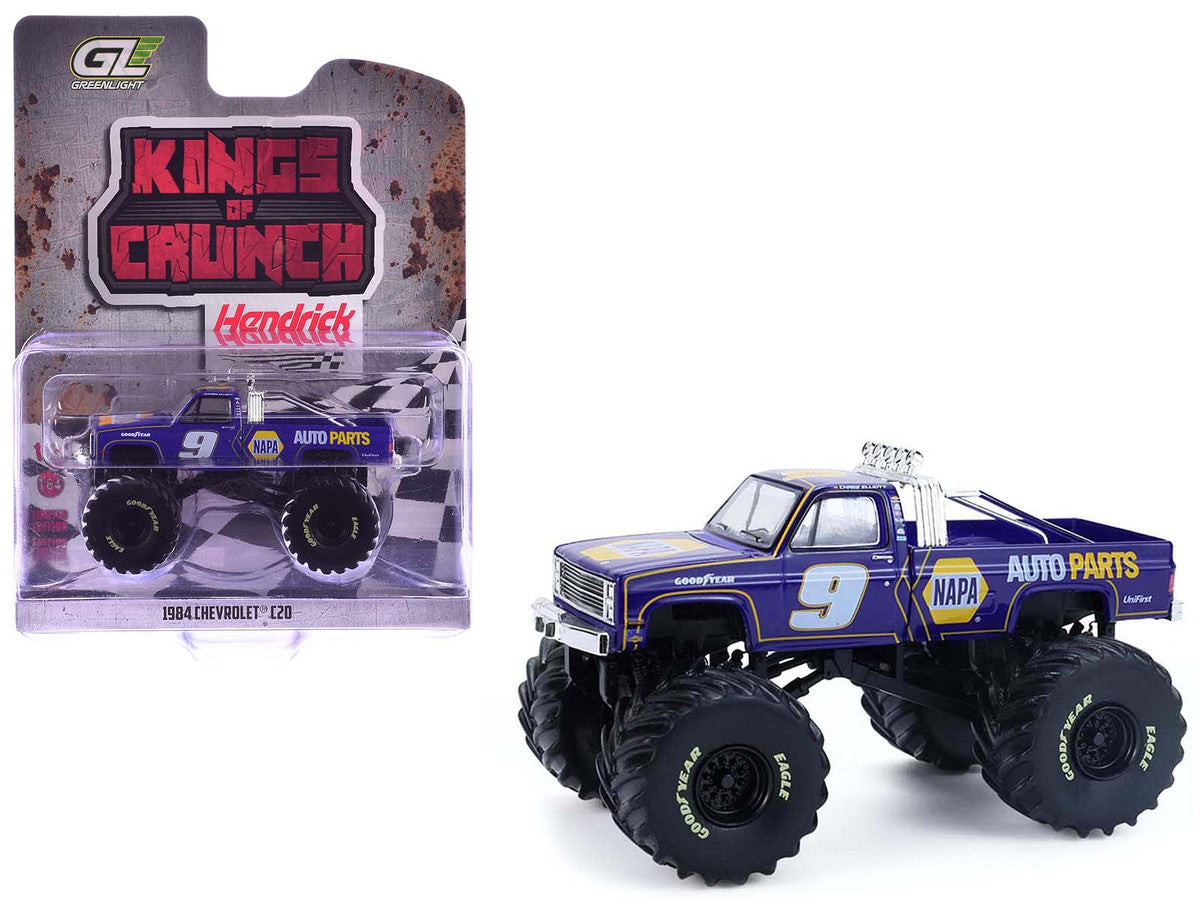 1984 Chevrolet C20 Monster Truck #9 "NAPA" Blue with Graphics "Kings of Crunch - Hendrick Motorsports Tribute" Special Edition 1/64 Diecast Model Car by Greenlight by Greenlight
