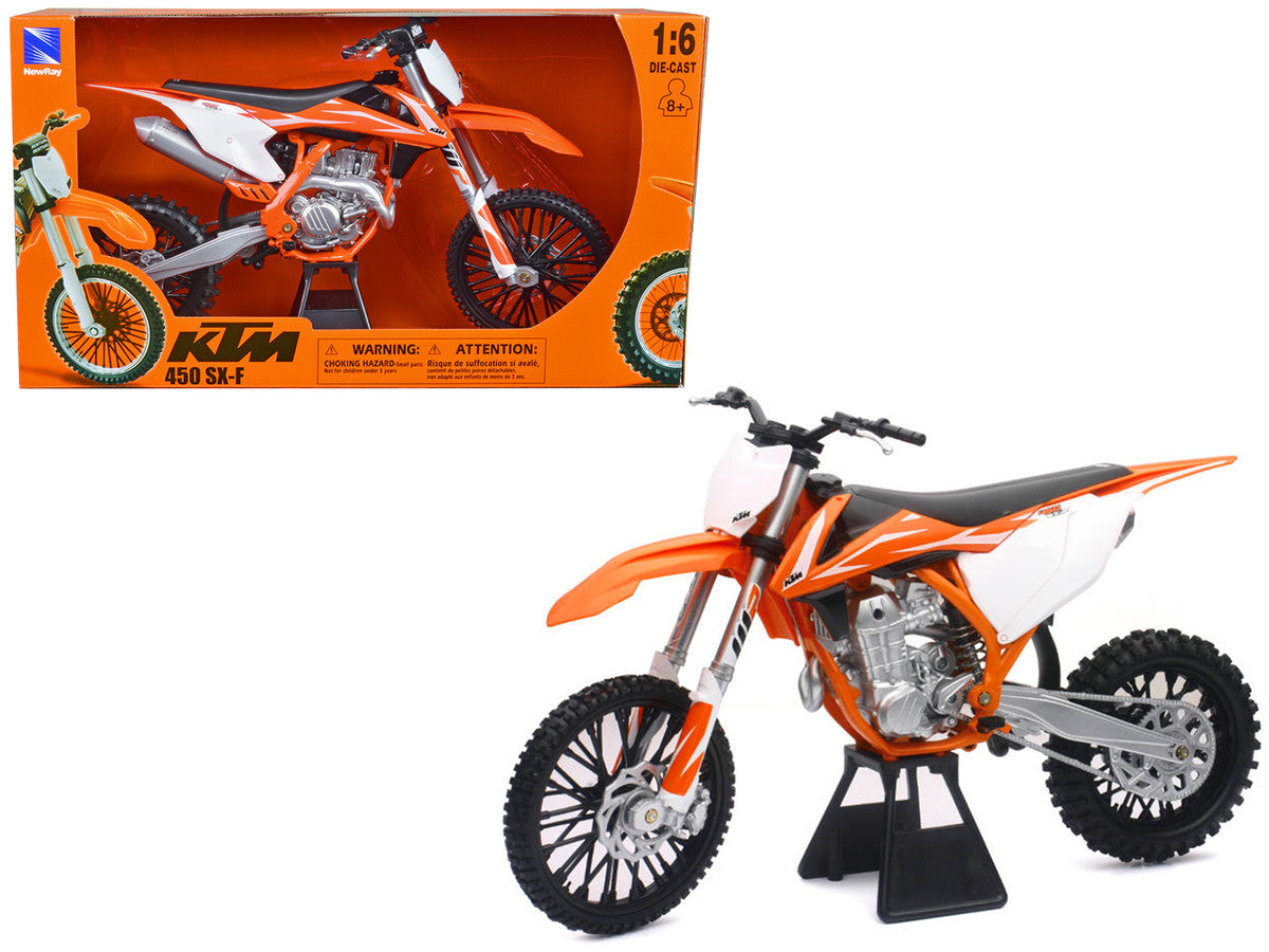 2018 KTM 450 SX-F Dirt Bike Motorcycle Orange and White 1/6 Diecast Model by New Ray by New Ray