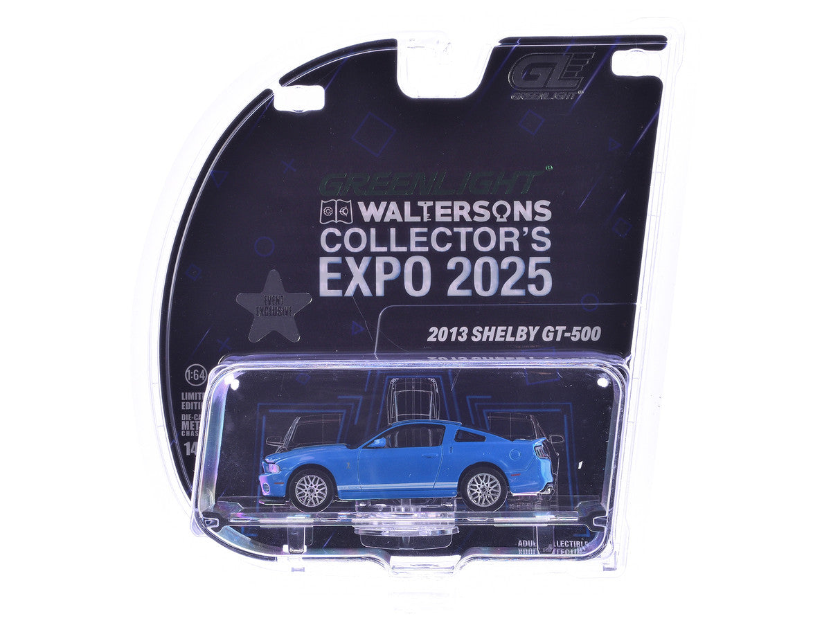2013 Shelby GT-500 Blue with White Stripes "2025 Greenlight Waltersons Collector's Expo Exclusive" 1/64 Diecast Model Car by Greenlight by Greenlight