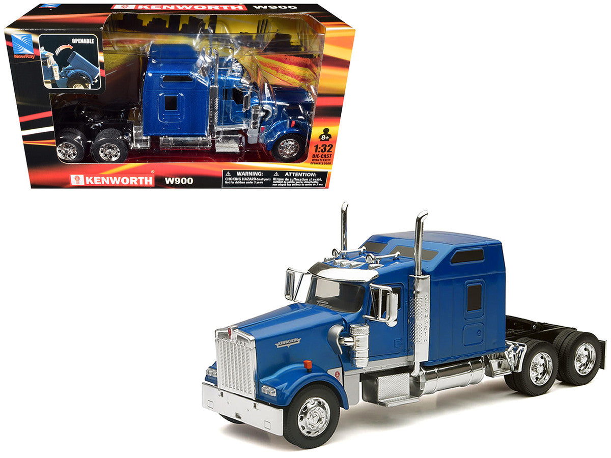 Kenworth W900 Truck Tractor Blue Metallic 1/32 Diecast Model by New Ray by New Ray