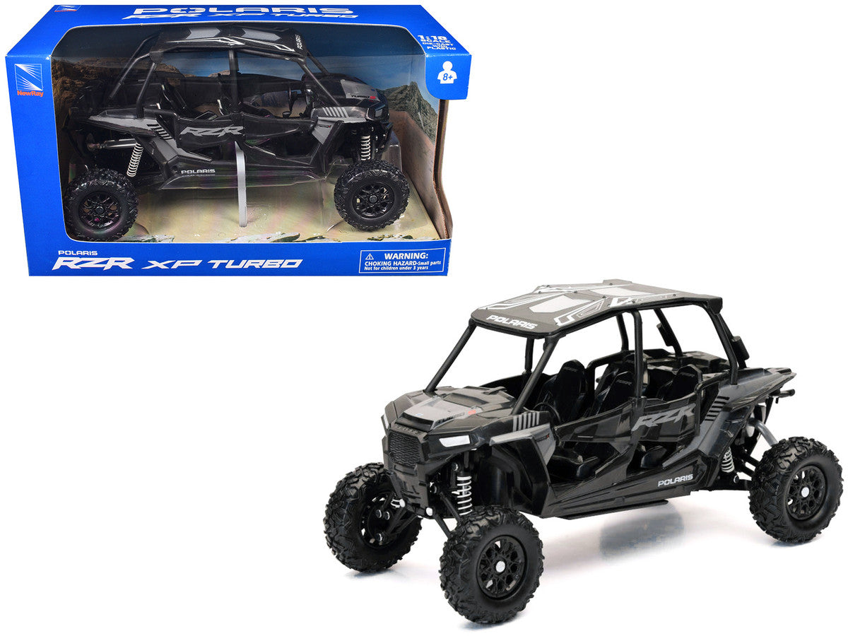 Polaris RZR XP 4 Turbo EPS Sport UTV Onyx Black with Gray Graphics 1/18 Diecast Model by New Ray by New Ray