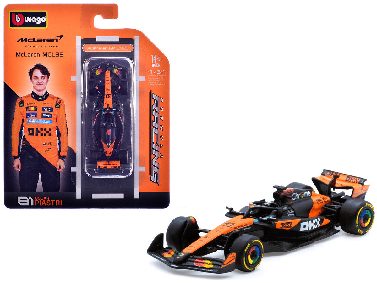 McLaren MCL39 #81 Oscar Piastri Formula One F1 "Australian GP" (2025) "Formula Racing" Series 1/64 Diecast Model Car by Bburago by Bburago
