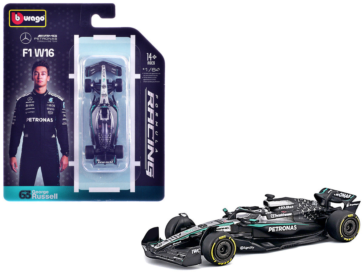 Mercedes AMG F1 W16 E Performance #63 George Russell Formula One F1 World Championship (2025) "Formula Racing" Series 1/64 Diecast Model Car by Bburago by Bburago
