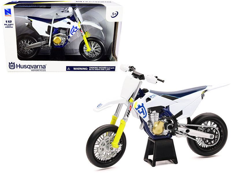 Husqvarna FS450 White and Blue 1/12 Diecast Motorcycle Model by New Ray by New Ray