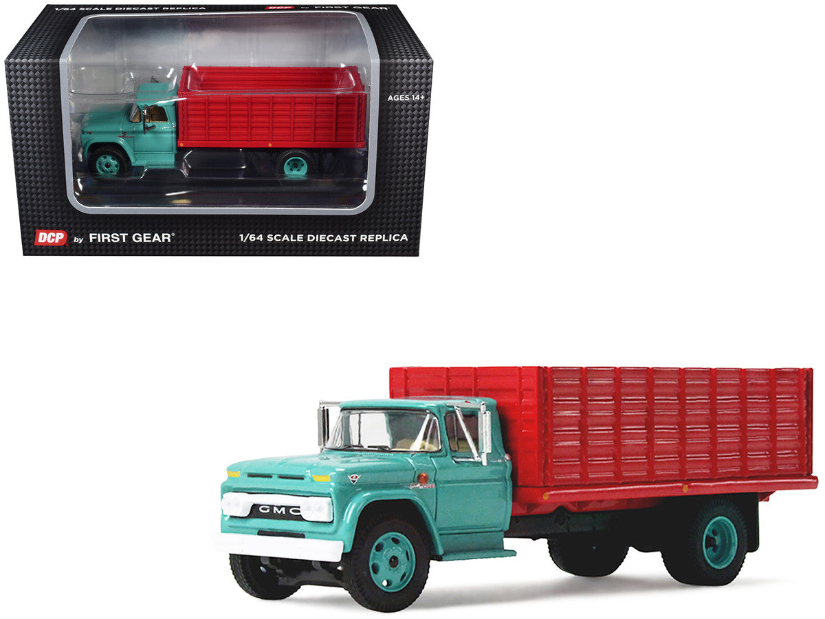 GMC 4000 Grain Truck Turquoise with Red Container 1/64 Diecast Model by DCP/First Gear by First Gear