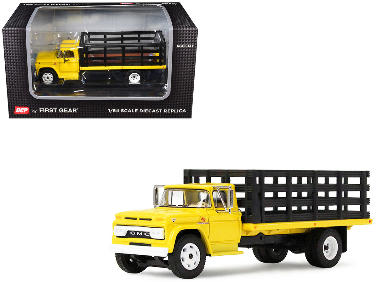 GMC 4000 Stake Truck Bright Yellow 1/64 Diecast Model by DCP/First Gear by First Gear