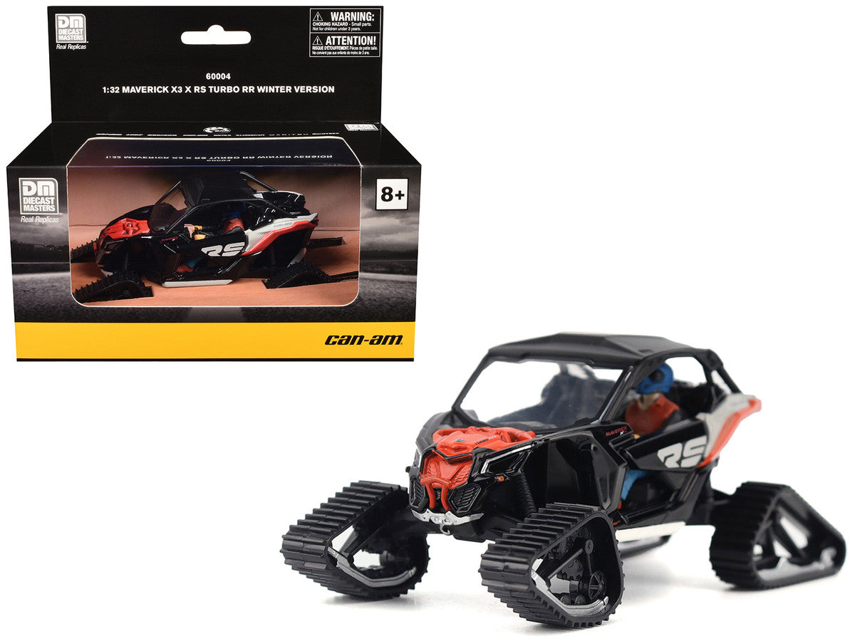 Can-Am Maverick X3 X RS Turbo RR Winter Version Chalk Gray and Magma Red with Driver Figure 1/32 Diecast Model by BRP Models by BRP Models