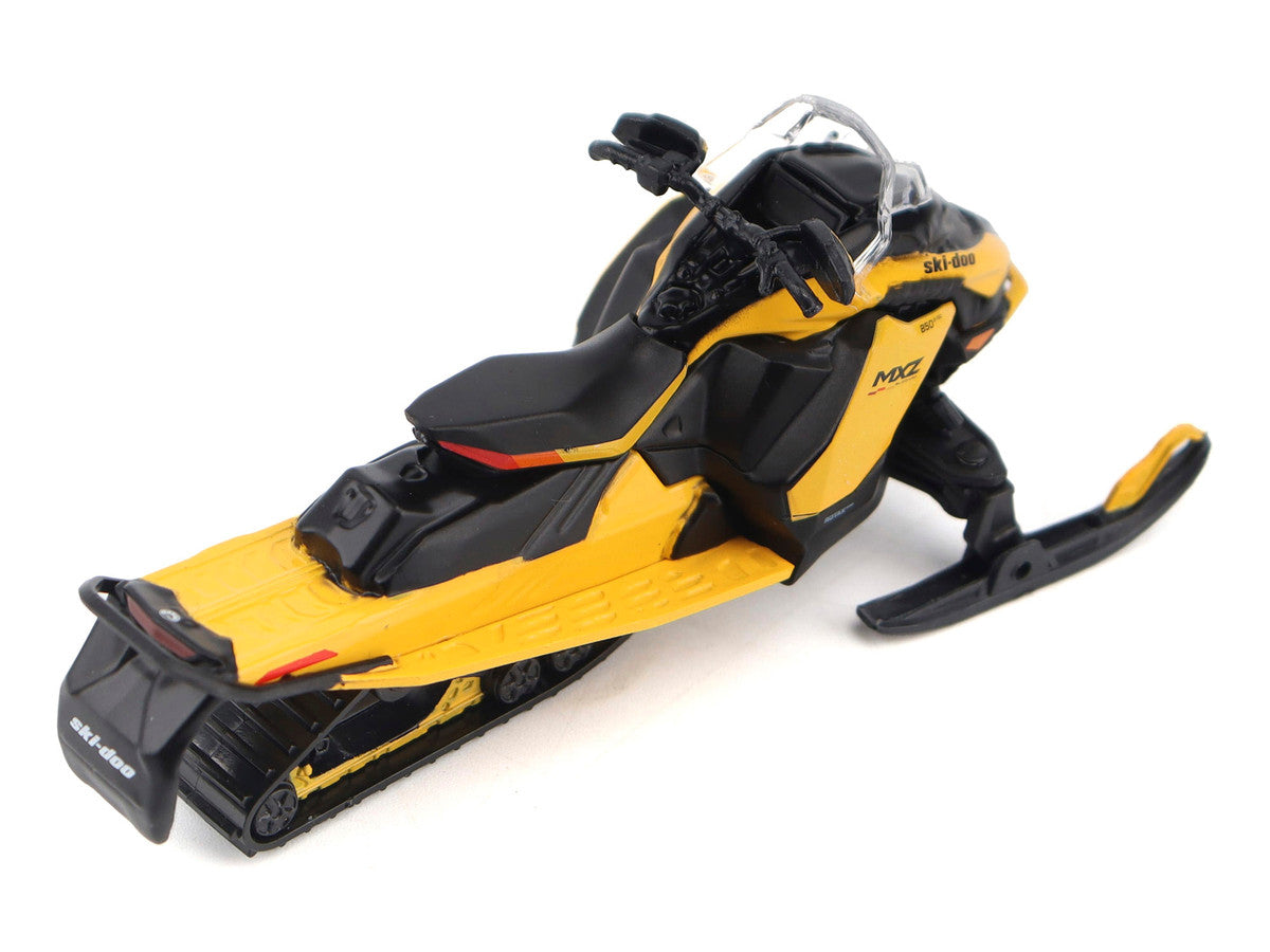 Ski-Doo MXZ Blizzard (Trail Segment) Neo Yellow and Ski-Doo MXZ 120cc (Kid's Model) Neo Yellow Set of 2 Snowmobiles 1/32 Diecast Models by BRP Models by BRP Models