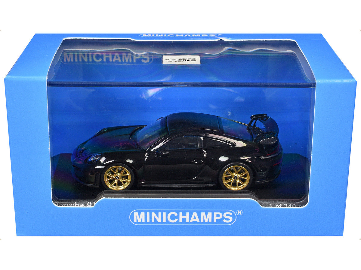 2025 Porsche 911 (992.2) GT3 Weissach Package Black with Carbon Stripe Limited Edition to 240 pieces Worldwide 1/64 Diecast Model Car by Minichamps by Minichamps