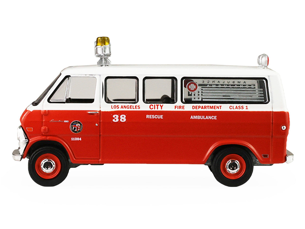1969 Ford Econoline Ambulance "Los Angeles Fire Department" Red and White "Fire & Rescue" Series #5 1/64 Diecast Model Car by Greenlight by Greenlight