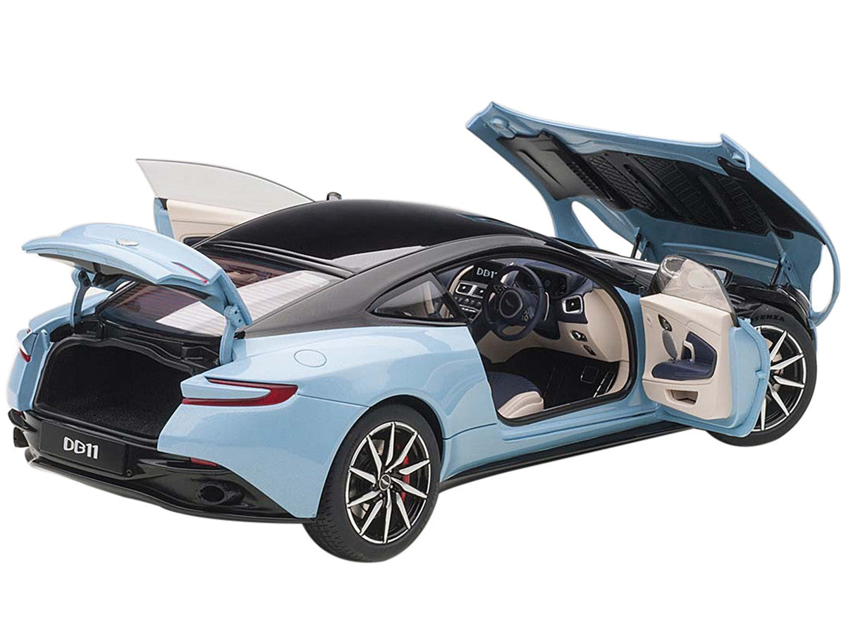 Aston Martin DB11 Q Frosted Glas Blue with Black Top 1/18 Model Car by Autoart by Autoart