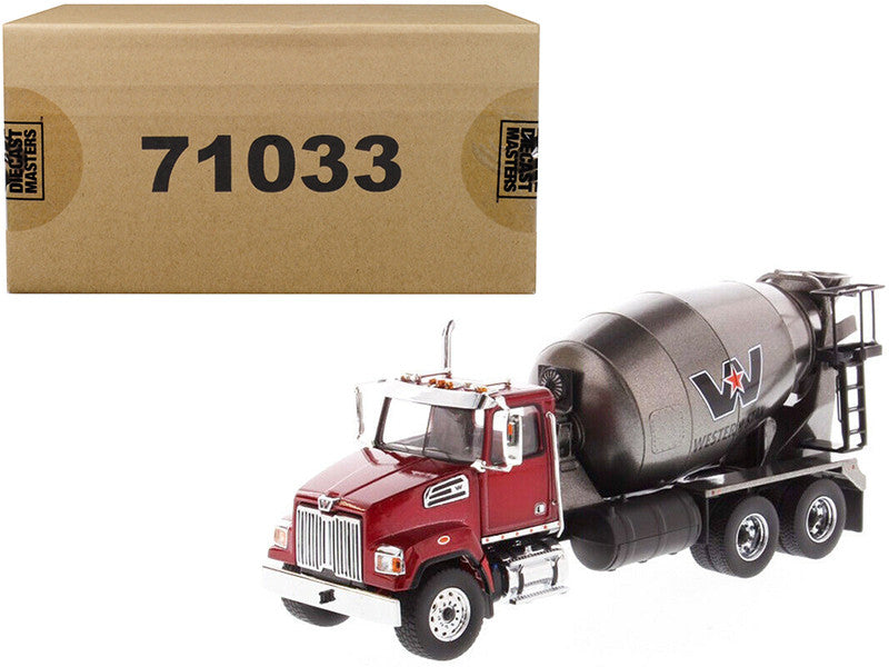 Western Star 4700 SF Concrete Mixer Truck Metallic Red with Gray Body 1/50 Diecast Model by Diecast Masters by Diecast Masters