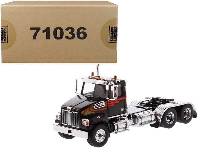 Western Star 4700 SF Tandem Day Cab Tractor Metallic Black 1/50 Diecast Model by Diecast Masters by Diecast Masters