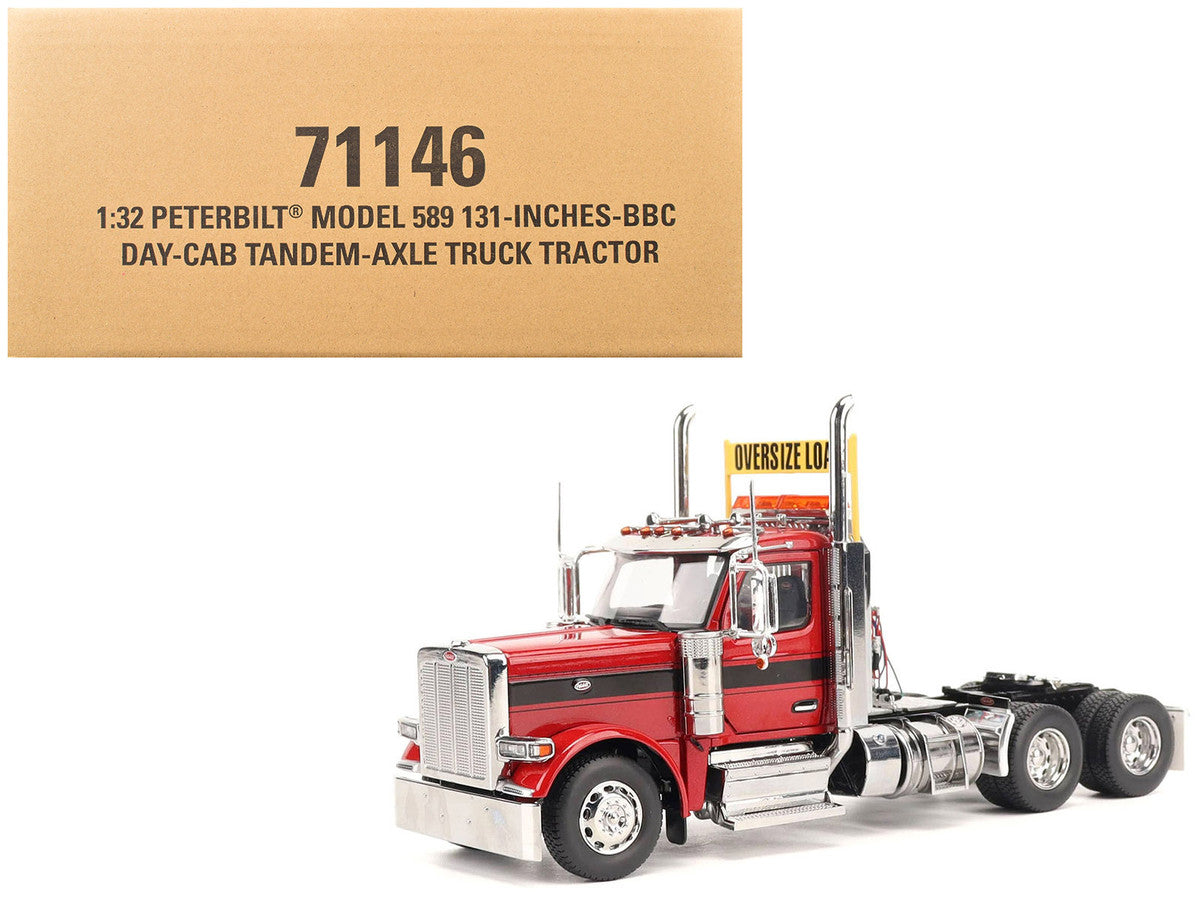 Peterbilt 589 Tandem-Axle Truck Tractor with Day Cab Legendary Red "Transport Series" 1/32 Diecast Model by Diecast Masters by Diecast Masters