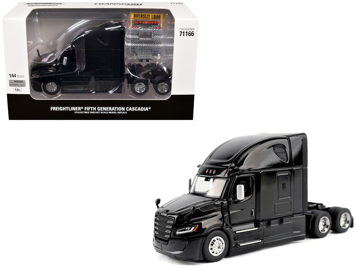 2025 Freightliner Cascadia Gen-5 Sleeper Cab Truck Tractor Night-Shift Black "Transport Series" 1/64 Diecast Model by Diecast Masters by Diecast Masters