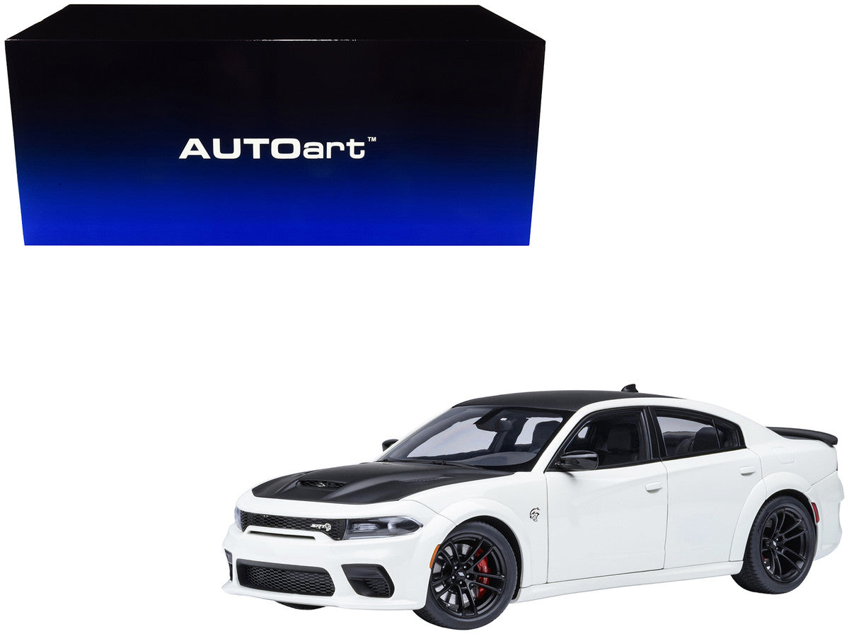 Dodge Charger SRT Hellcat Redeye Knuckle White with Matt Black Hood and Top 1/18 Model Car by Autoart by Autoart