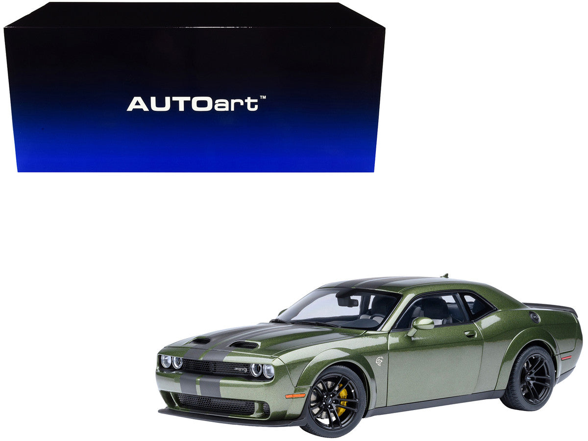 2022 Dodge Challenger SRT Jailbreak F8 Green with Carbon Stripes 1/18 Model Car by Autoart by Autoart