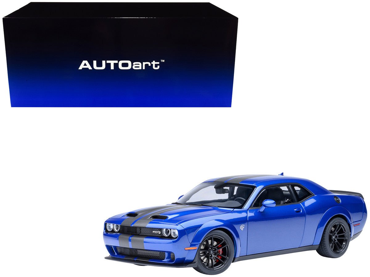 2022 Dodge Challenger SRT Jailbreak Indigo Blue Metallic with Carbon Stripes 1/18 Model Car by Autoart by Autoart