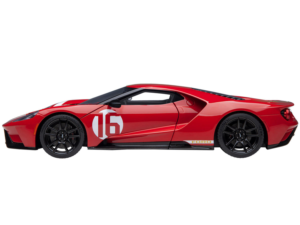 Ford GT Heritage Edition #16 "Alan Mann" Red Metallic with Gold Stripes 1/18 Model Car by Autoart by Autoart