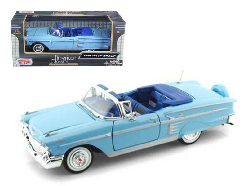 1958 Chevrolet Impala Convertible Blue 1/24 Diecast Model Car by Motormax by Motormax