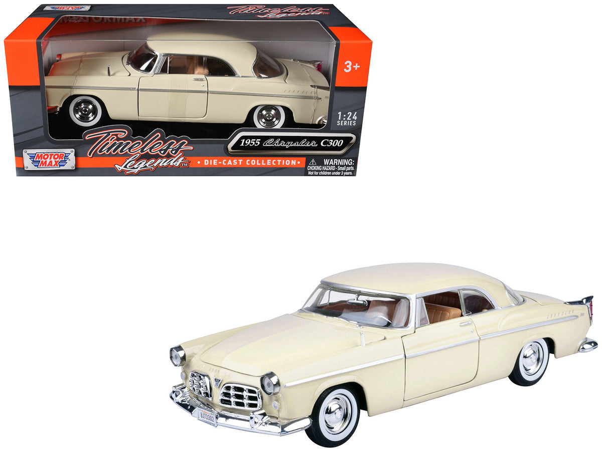1955 Chrysler C300 Cream "Timeless Legends" Series 1/24 Diecast Model Car by Motormax by Motormax
