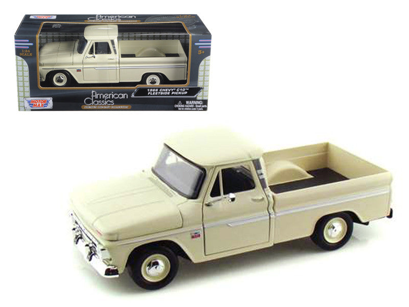 1966 Chevrolet C10 Fleetside Pickup Truck Cream 1/24 Diecast Model Car by Motormax by Motormax