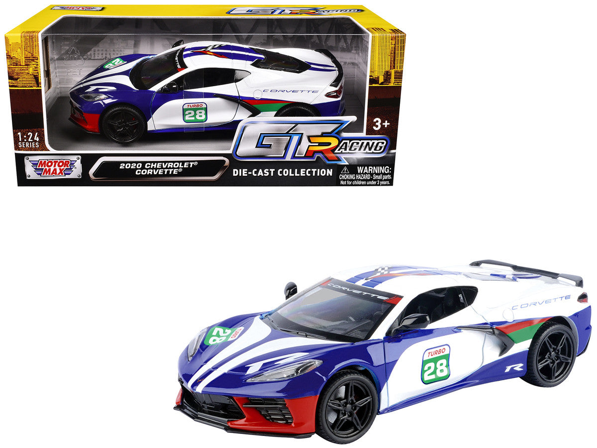 2020 Chevrolet Corvette #28 White with Blue Graphics "GT Racing" Series 1/24 Diecast Model Car by Motormax by Motormax