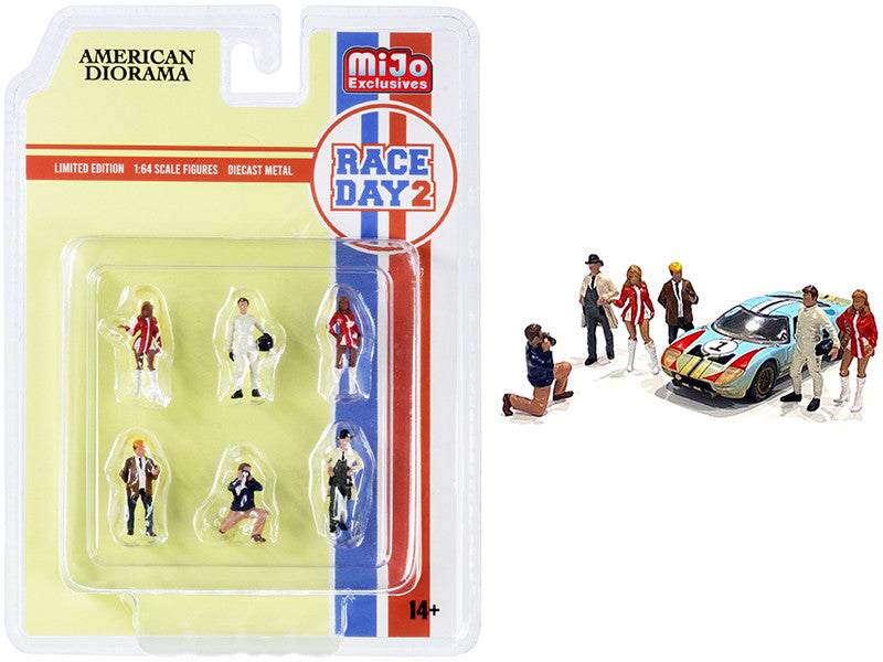 "Race Day 2" 6 piece Diecast Figurine Set for 1/64 Scale Models by American Diorama by American Diorama