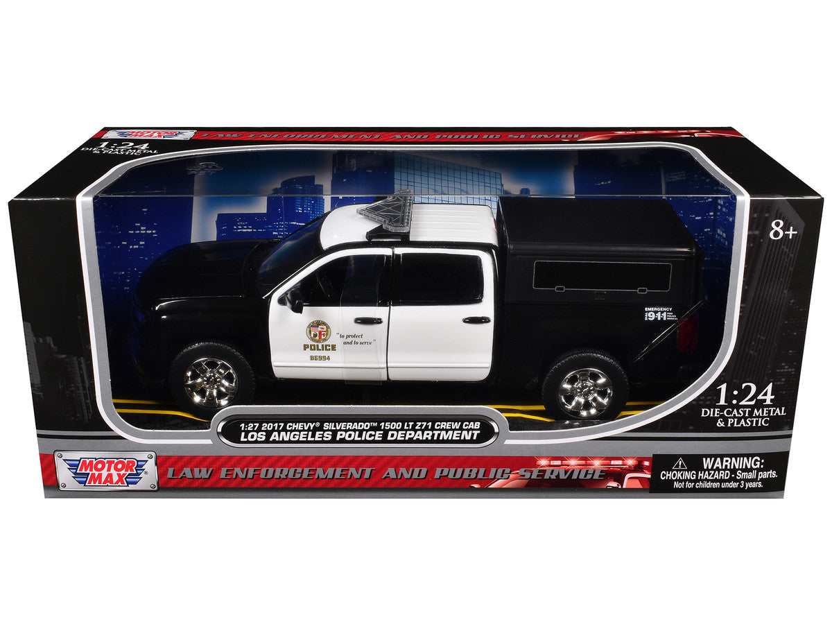 2017 Chevrolet Silverado 1500 LT Z71 Crew Cab Pickup Truck "Los Angeles Police Department" Black and White "Law Enforcement and Public Service" Series 1/24-1/27 Diecast Model Car by Motormax by Motormax