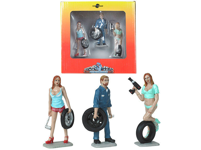 Michelle, Meg and Gary Tire Brigade 3 piece Figurine Set 1/24 by Motorhead Miniatures by Motorhead Miniatures