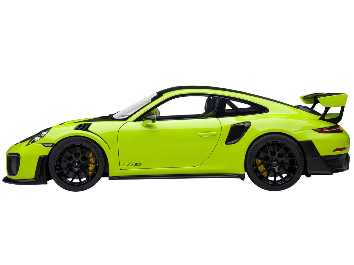 Porsche 911 (991.2) GT2 RS Weissach Package Acid Green with Carbon Stripes 1/18 Model Car by Autoart by Autoart