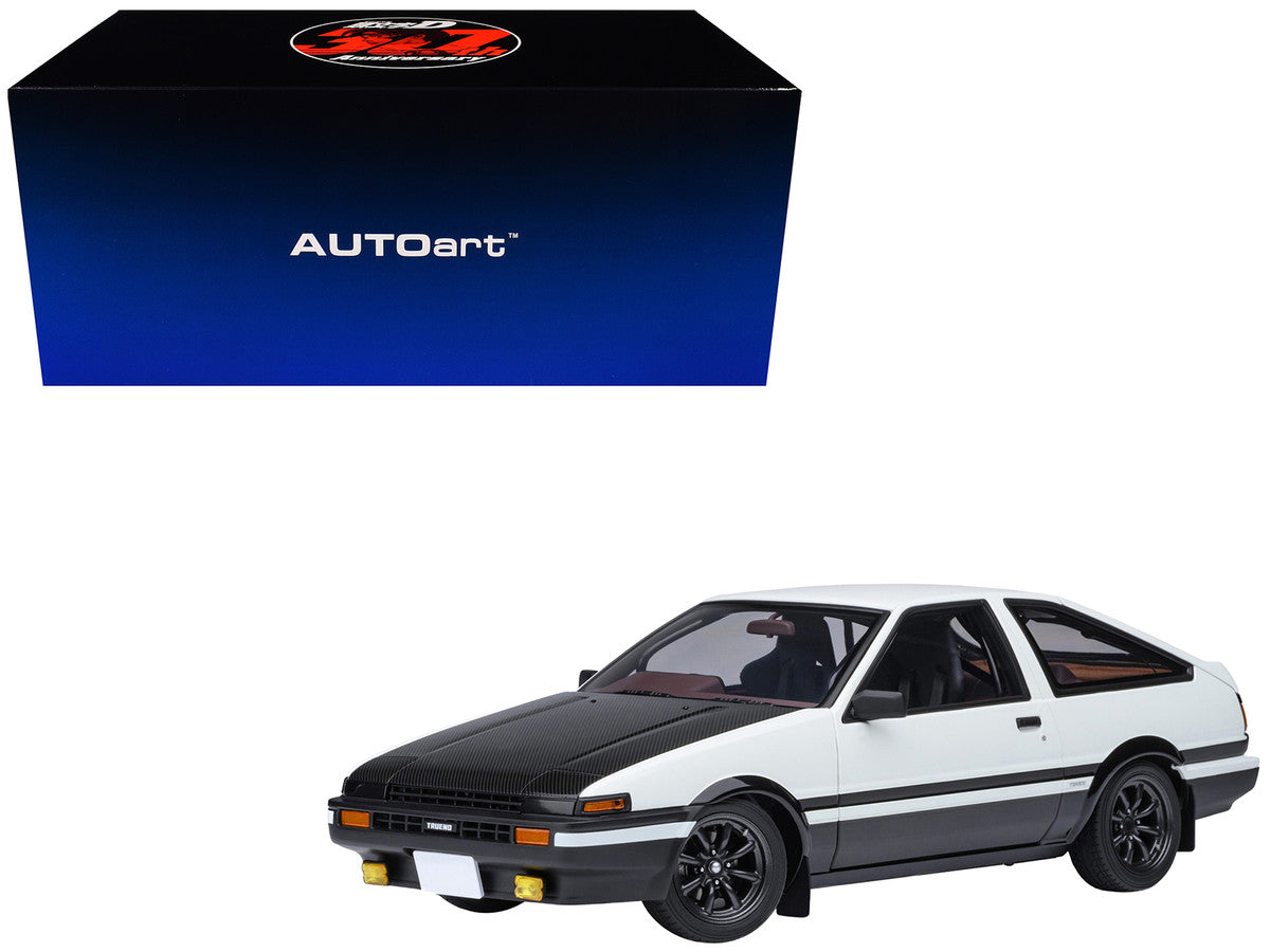 Toyota Sprinter Trueno (AE86) RHD (Right Hand Drive) "Project D Final Version" White with Carbon Hood "Initial D" (1995-2013) TV Series "30th Anniversary" 1/18 Model Car by Autoart by Autoart