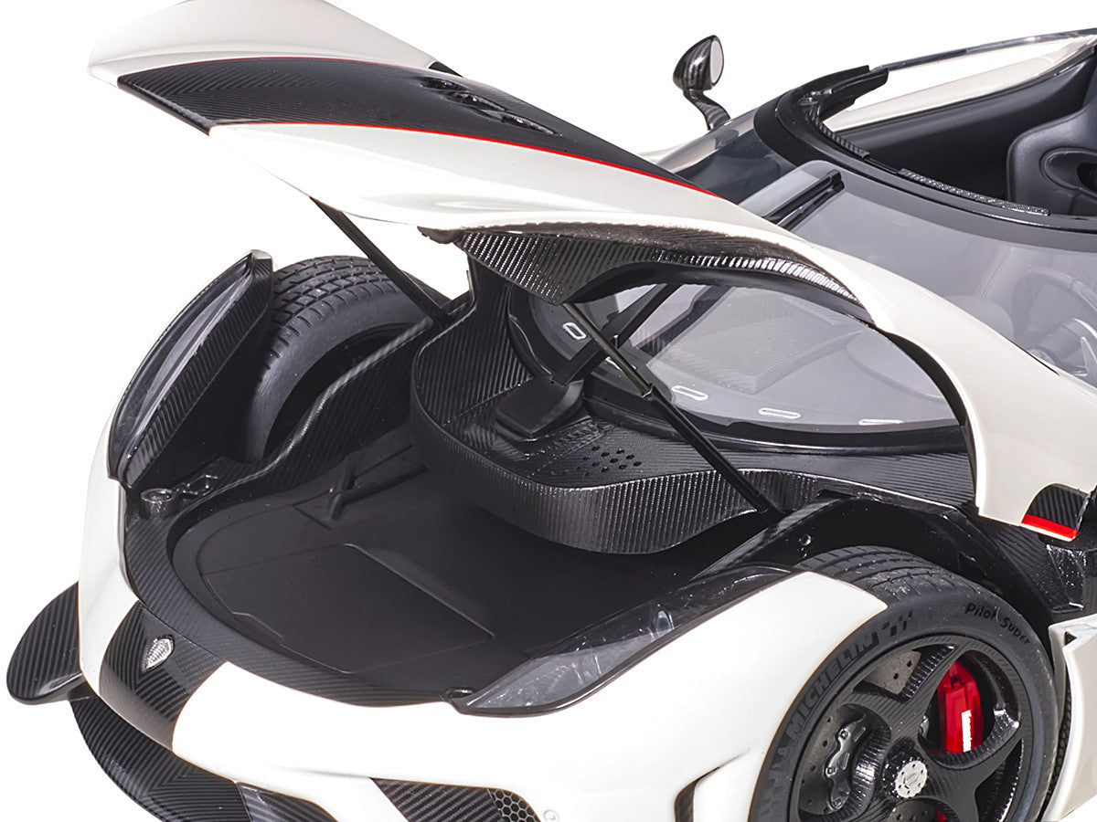 Koenigsegg Regera White with Black Carbon and Red Stripes 1/18 Model Car by Autoart by Autoart