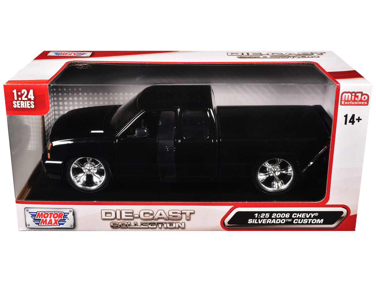 2006 Chevrolet Silverado Custom Pickup Truck Black "Die-Cast Collection" Series 1/25 Diecast Model Car by Motormax by Motormax