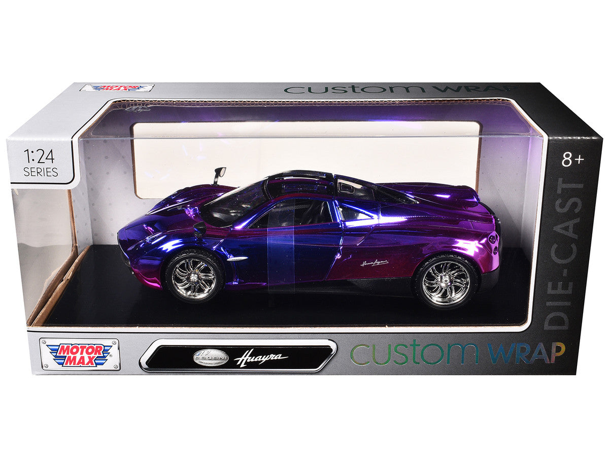 Pagani Huayra Pink and Purple Chrome "Custom Wrap" Series 1/24 Diecast Model Car by Motormax by Motormax