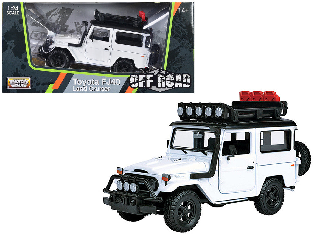 Toyota FJ40 Land Cruiser White "4x4 Overlanders" Series 1/24 Diecast Model Car by Motormax by Motormax