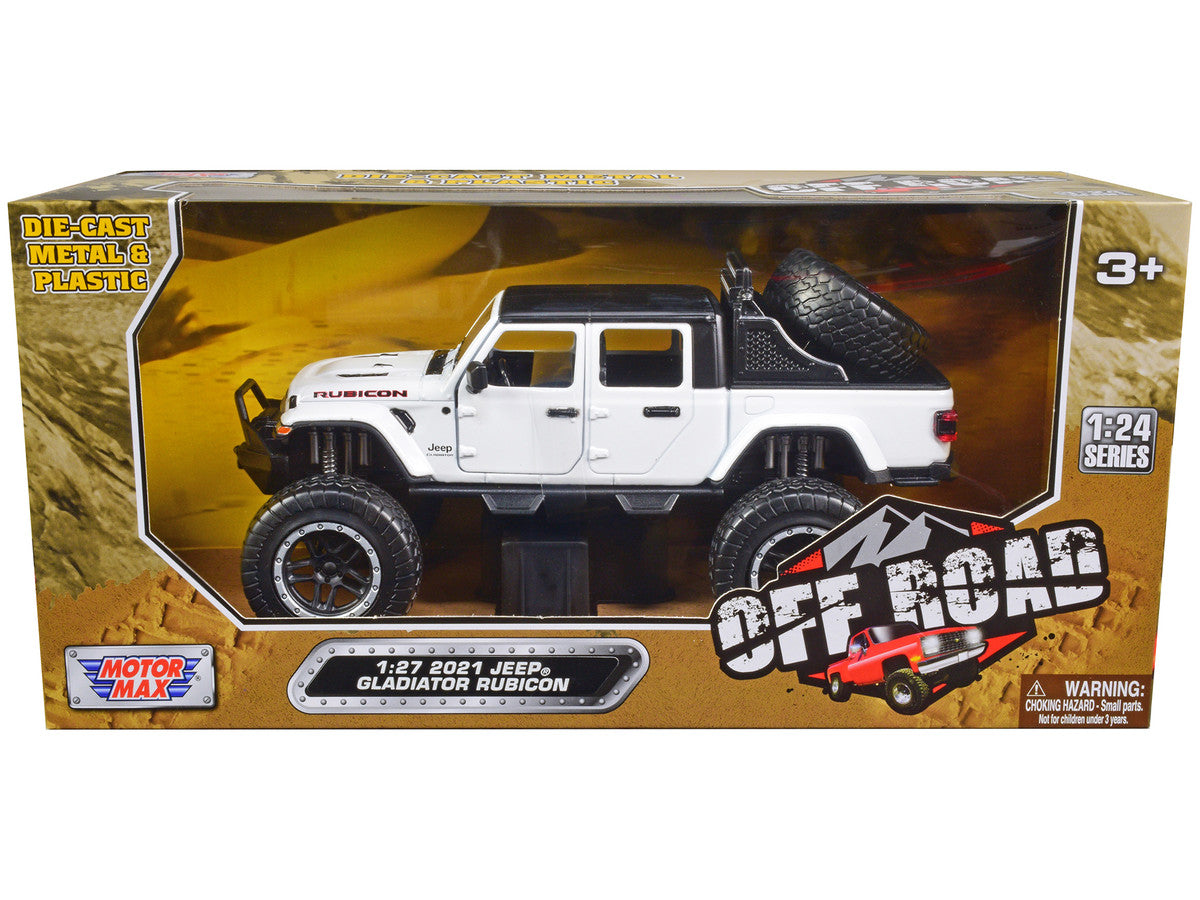 2021 Jeep Gladiator Rubicon Off-Road Pickup Truck White with Black Top "Off Road" Series 1/24-1/27 Diecast Model Car by Motormax by Motormax
