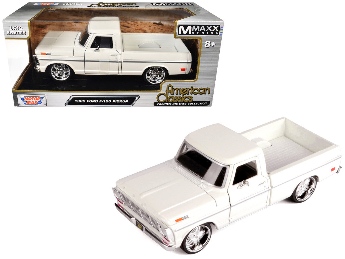 1969 Ford F-100 Pickup Truck Cream "Maxx Design" Series 1/24 Diecast Model Car by Motormax by Motormax