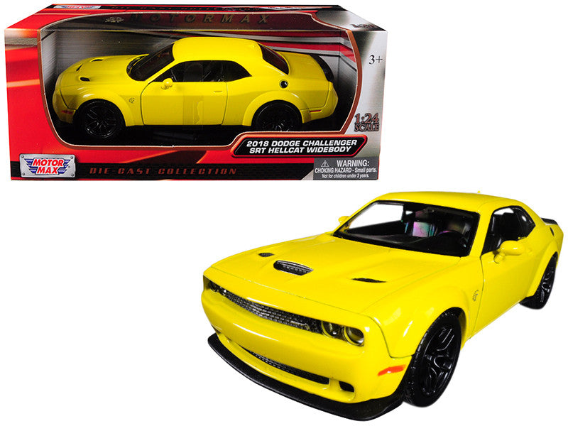 2018 Dodge Challenger SRT Hellcat Widebody Yellow 1/24 Diecast Model Car by Motormax by Motormax